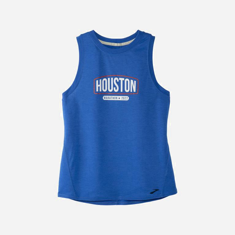 Brooks Houston22 Distance Graphic Womens Running Tank Top - Heather Bluetiful/26.2 Banner - Philippi